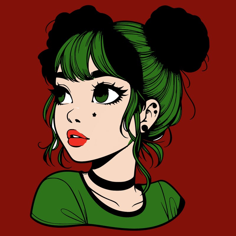 realistic girl with spacebuns