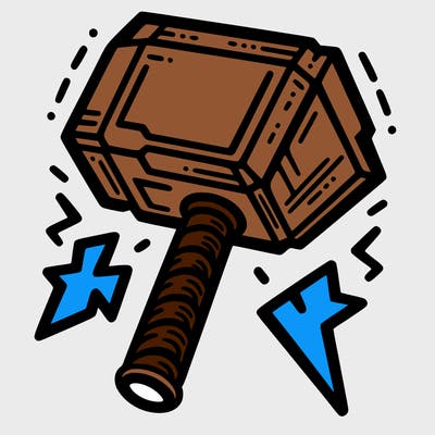thor hammer with lightning bolts coming out of it