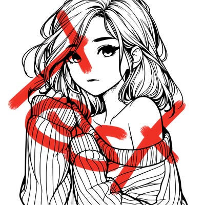 realistic girl with a sweater falling off shoulder