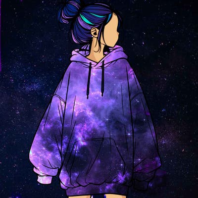 realistic girl with a oversized sweatshirt on and a bun