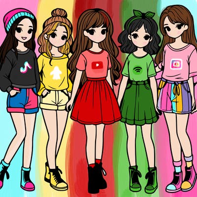 a group of five girls