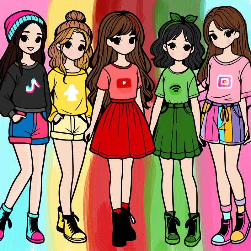 a group of five girls