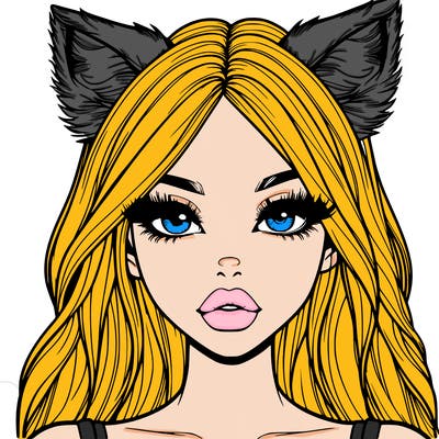 realistic girl with fox ears and realistic lips