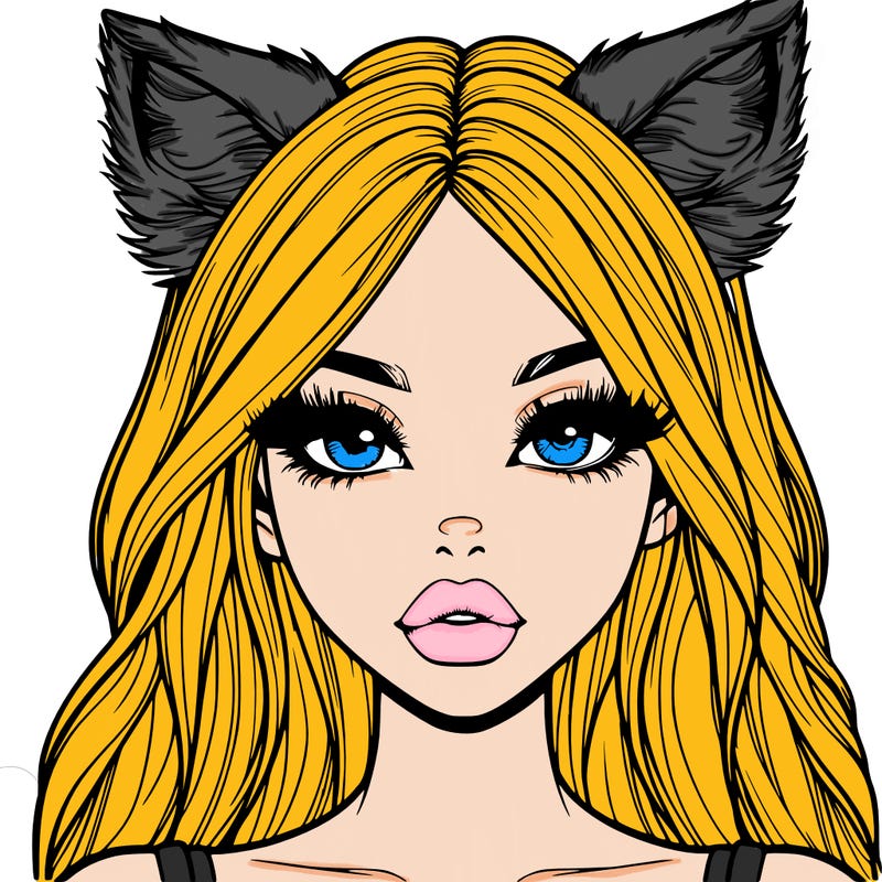 realistic girl with fox ears and realistic lips