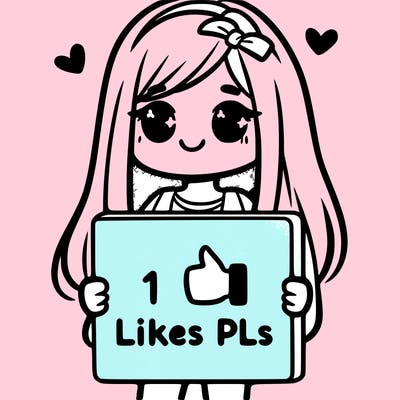 girl holding a sign saying 10 likes pls