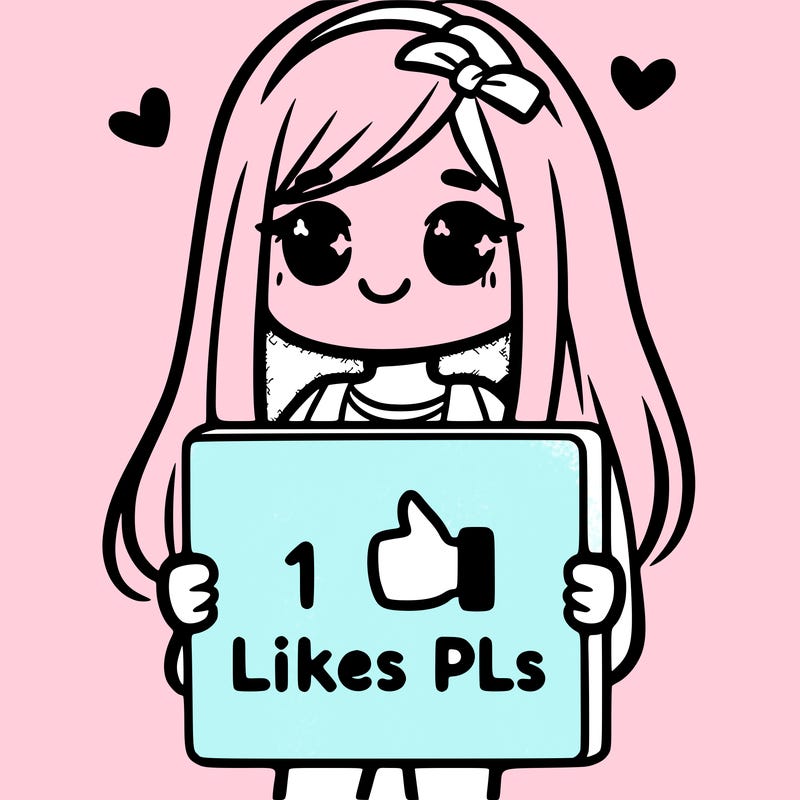 girl holding a sign saying 10 likes pls