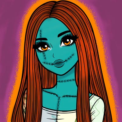realistic girl with straight and long hair