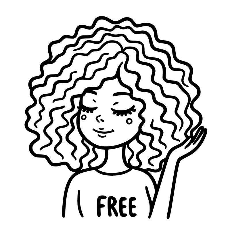 free woman with curly hair