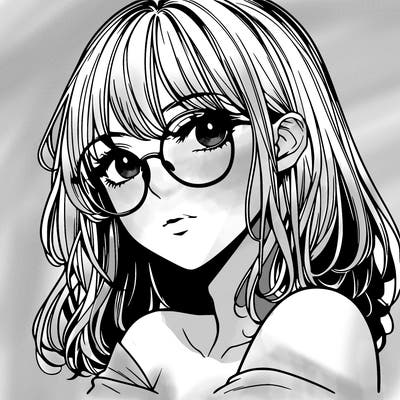 manga woman character with glasses and nice lips
