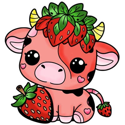 cute strawberry cow