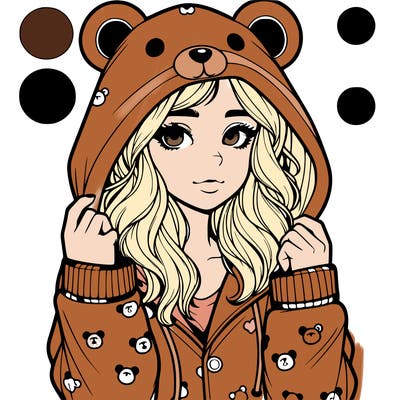realistic girl in a animal pjs hoodie