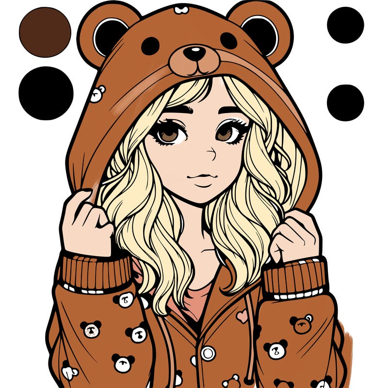 realistic girl in a animal pjs hoodie