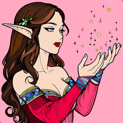 realistic elf girl doing magic