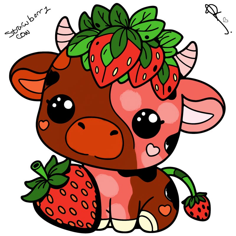 cute strawberry cow