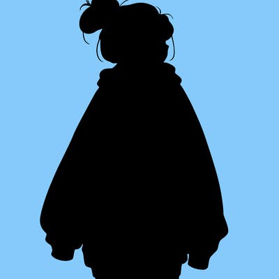 realistic girl with a oversized sweatshirt on and a bun