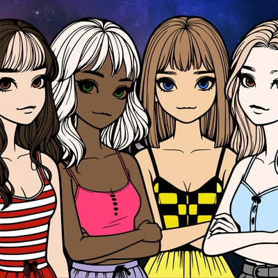 four realistic girls