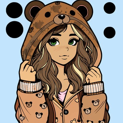 realistic girl in a animal pjs hoodie