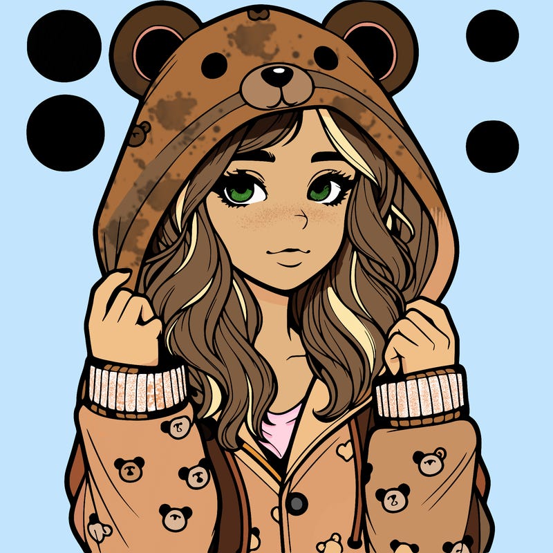 realistic girl in a animal pjs hoodie