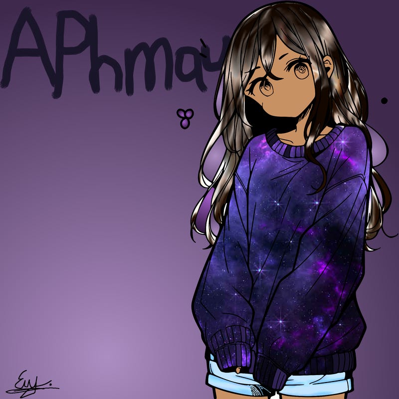 manga teen girl  in a sweater and baggy pants