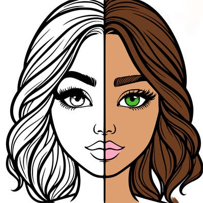 realistic girl split half