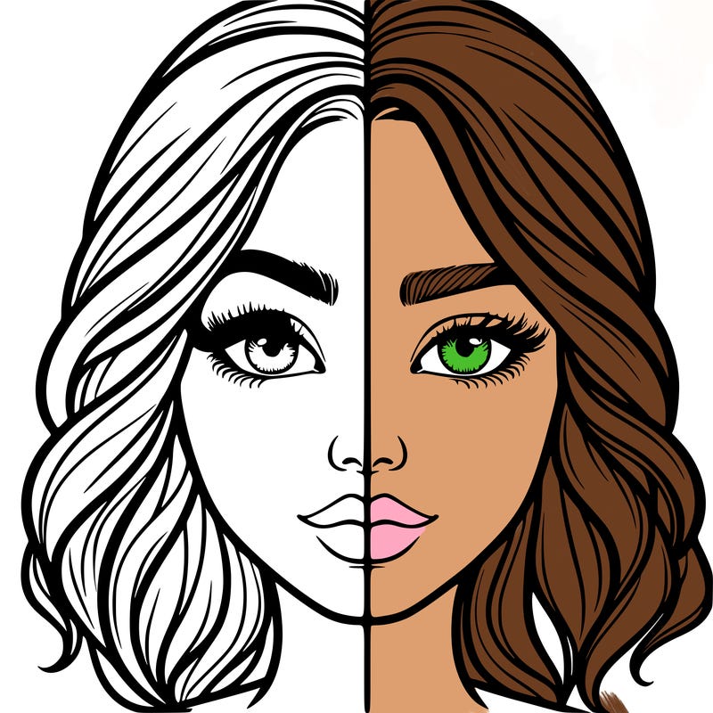 realistic girl split half