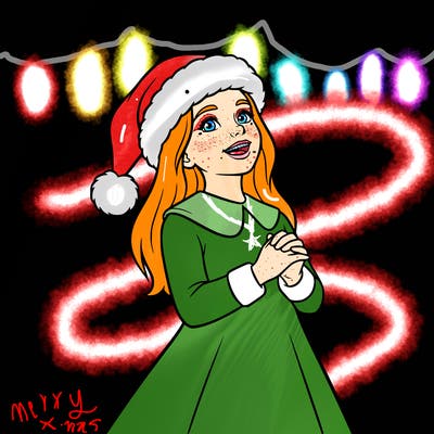 christmas girl with santa hat