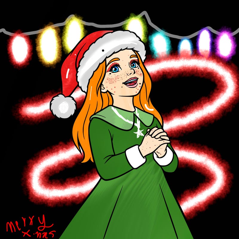 christmas girl with santa hat