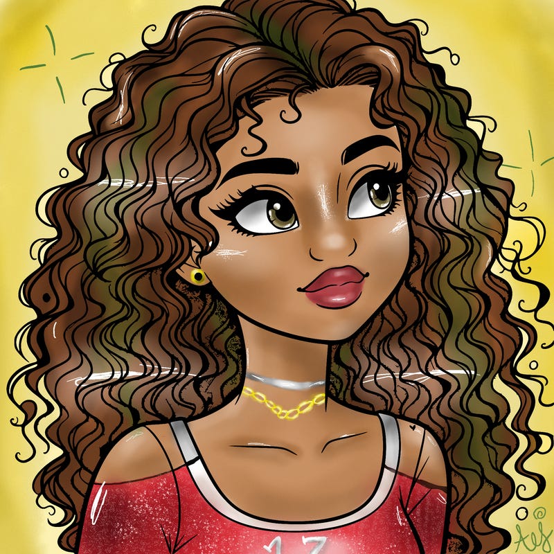 realistic girl with curly hair