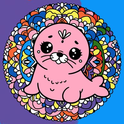 a cute baby seal mandala