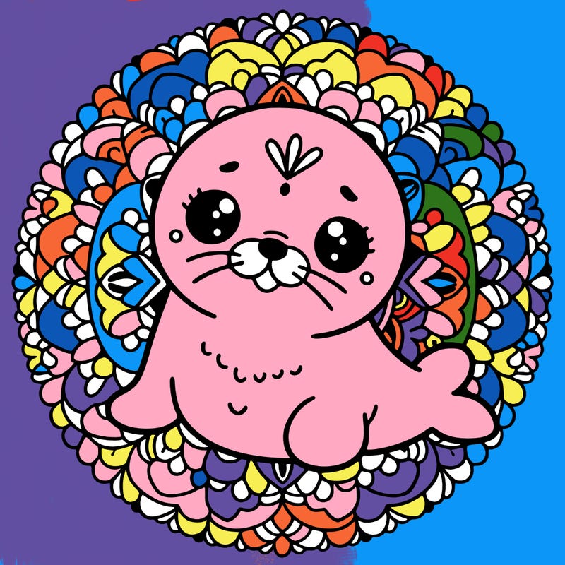 a cute baby seal mandala