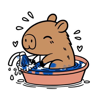 capybara taking a bath