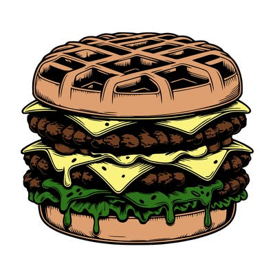 realistic waffle burger