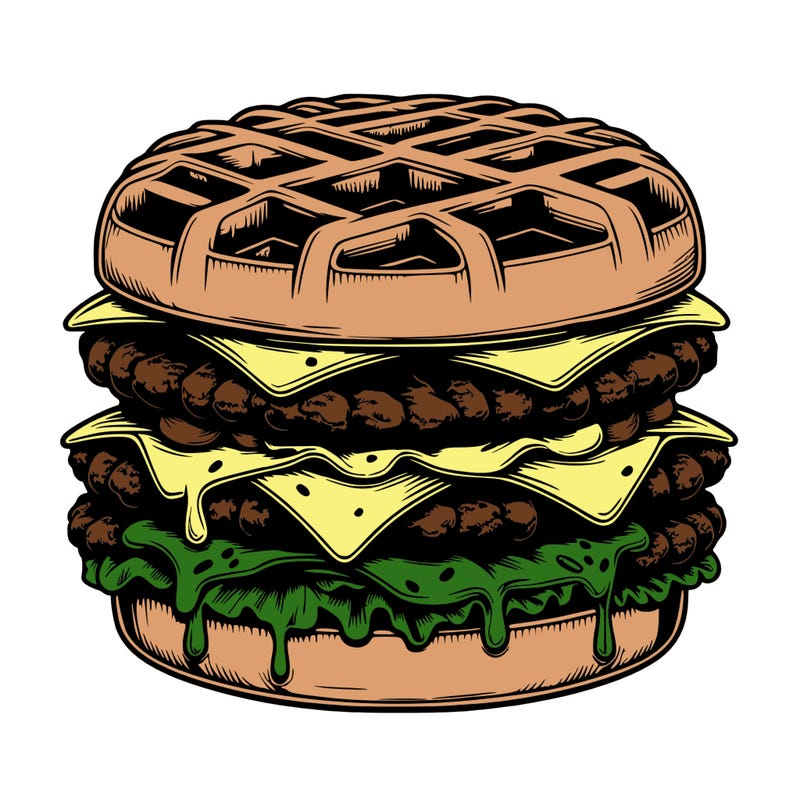 realistic waffle burger