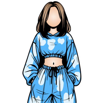 realistic girl faceless with baggy pants and a crop top