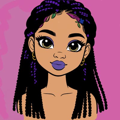 a realistic black girl with braids
