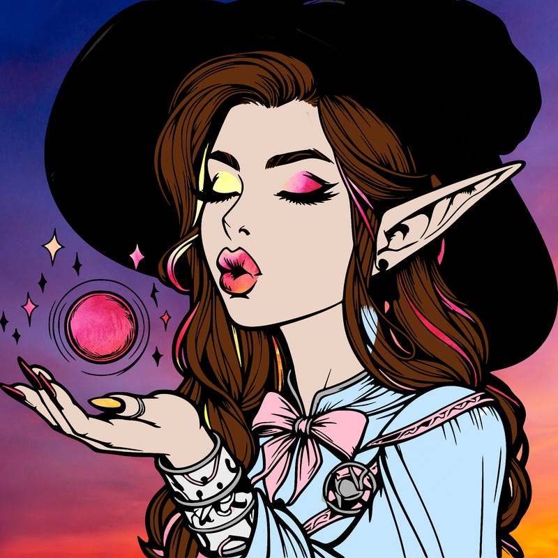 realistic elf casting a spell with lips