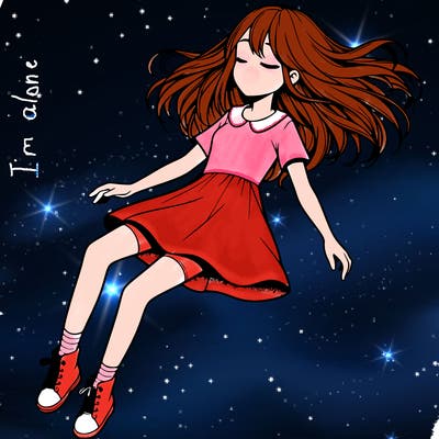 realistic girl floating