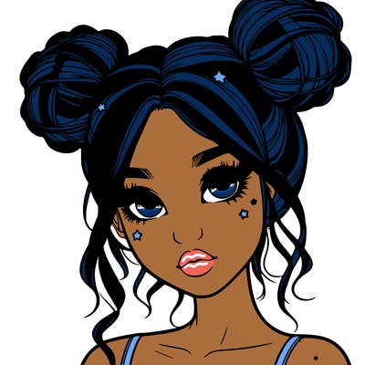 realistic girl with space buns