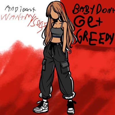 girl in baggy pants crop top and long hair