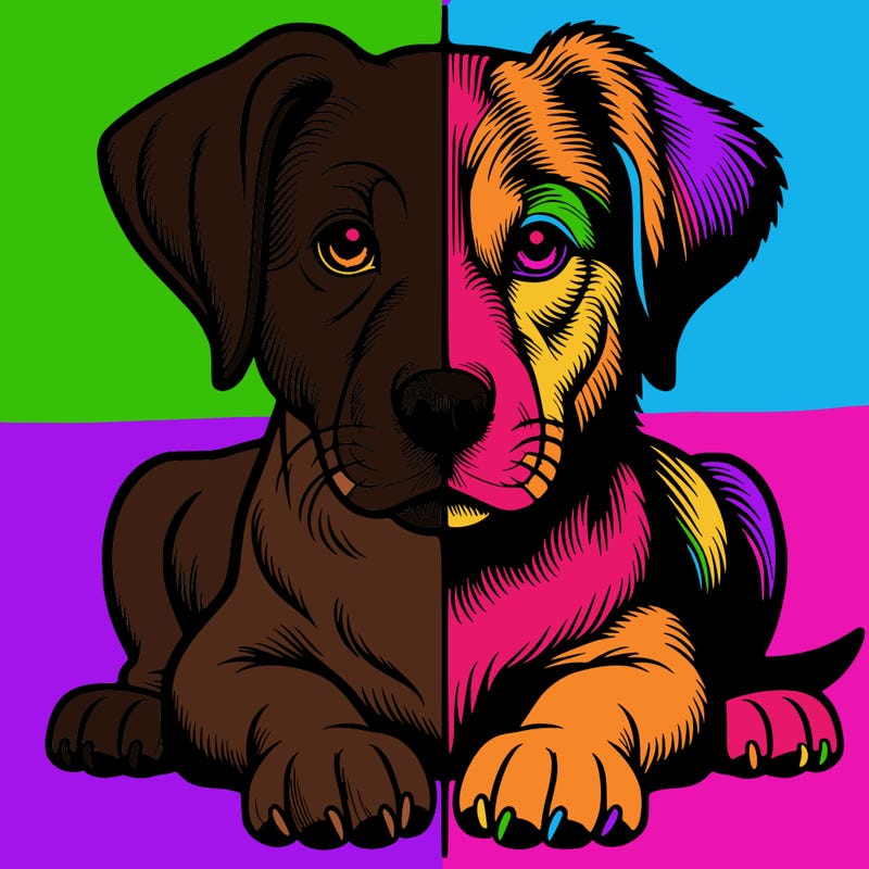 realistic dog split picture