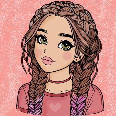 realistic girl with braids
