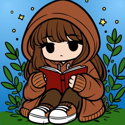 girl in oversized hoodie reading a book
