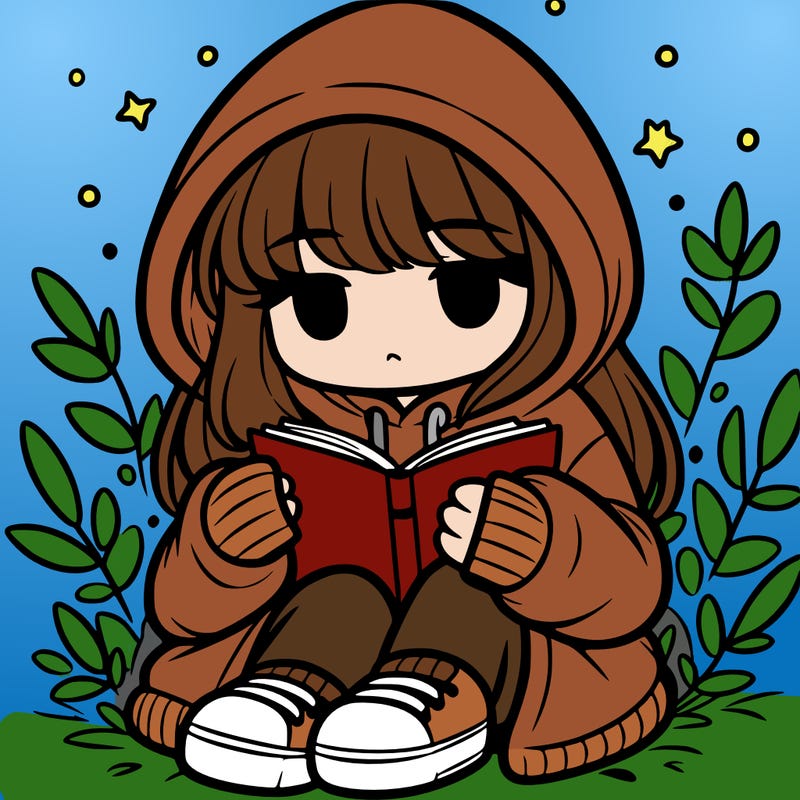 girl in oversized hoodie reading a book