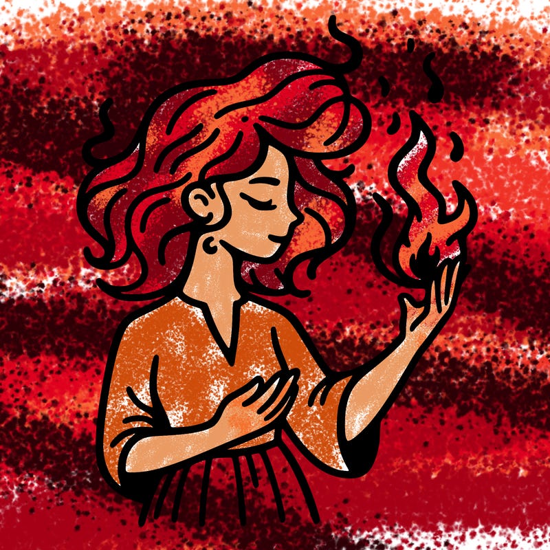 woman with fire