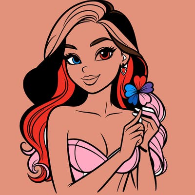 beautiful woman  carrying a clover