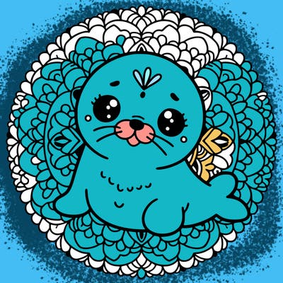 a cute baby seal mandala