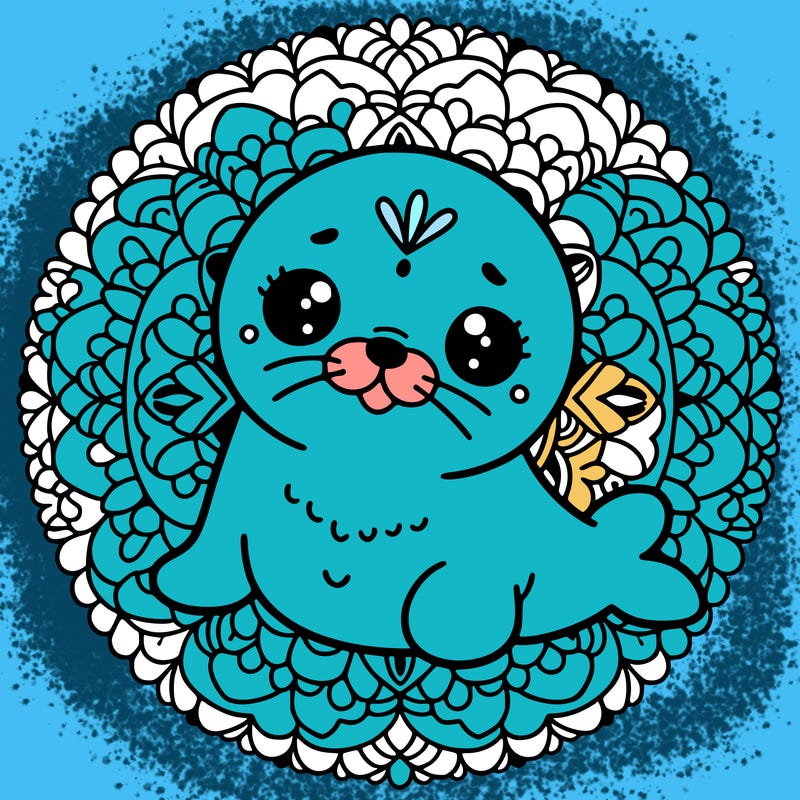 a cute baby seal mandala