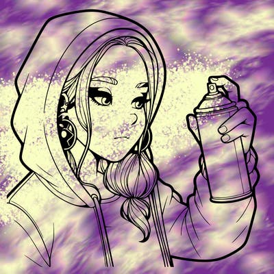 a realistic girl, spray painting