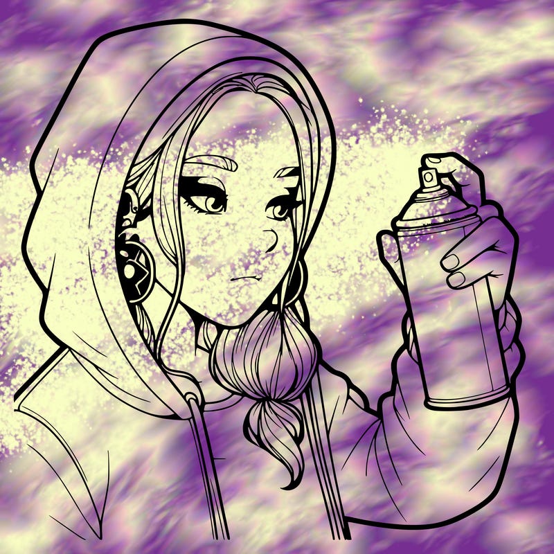 a realistic girl, spray painting
