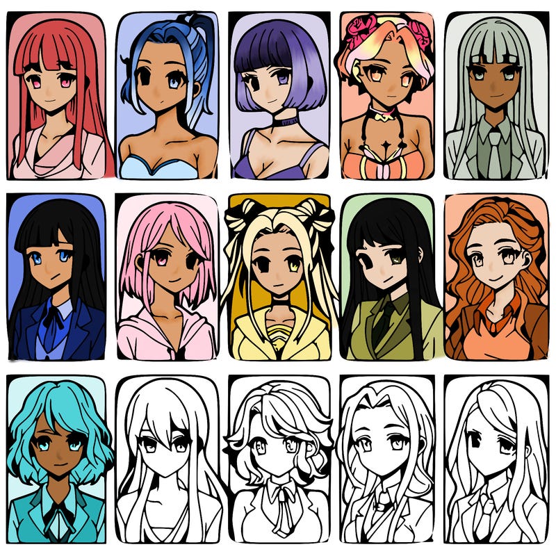 girls that look diffrent anime